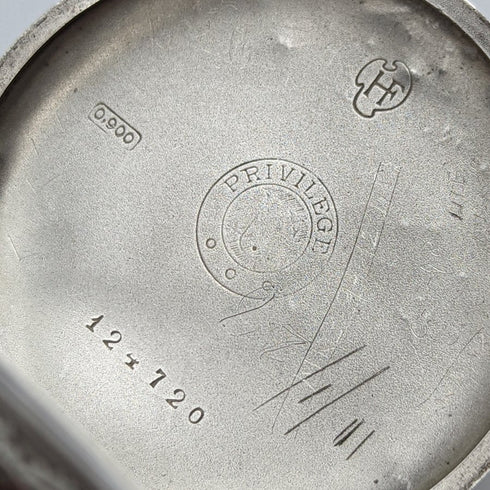 Antique Swiss PRIVILEGE bowling engraving silver side pocket watch in good working order